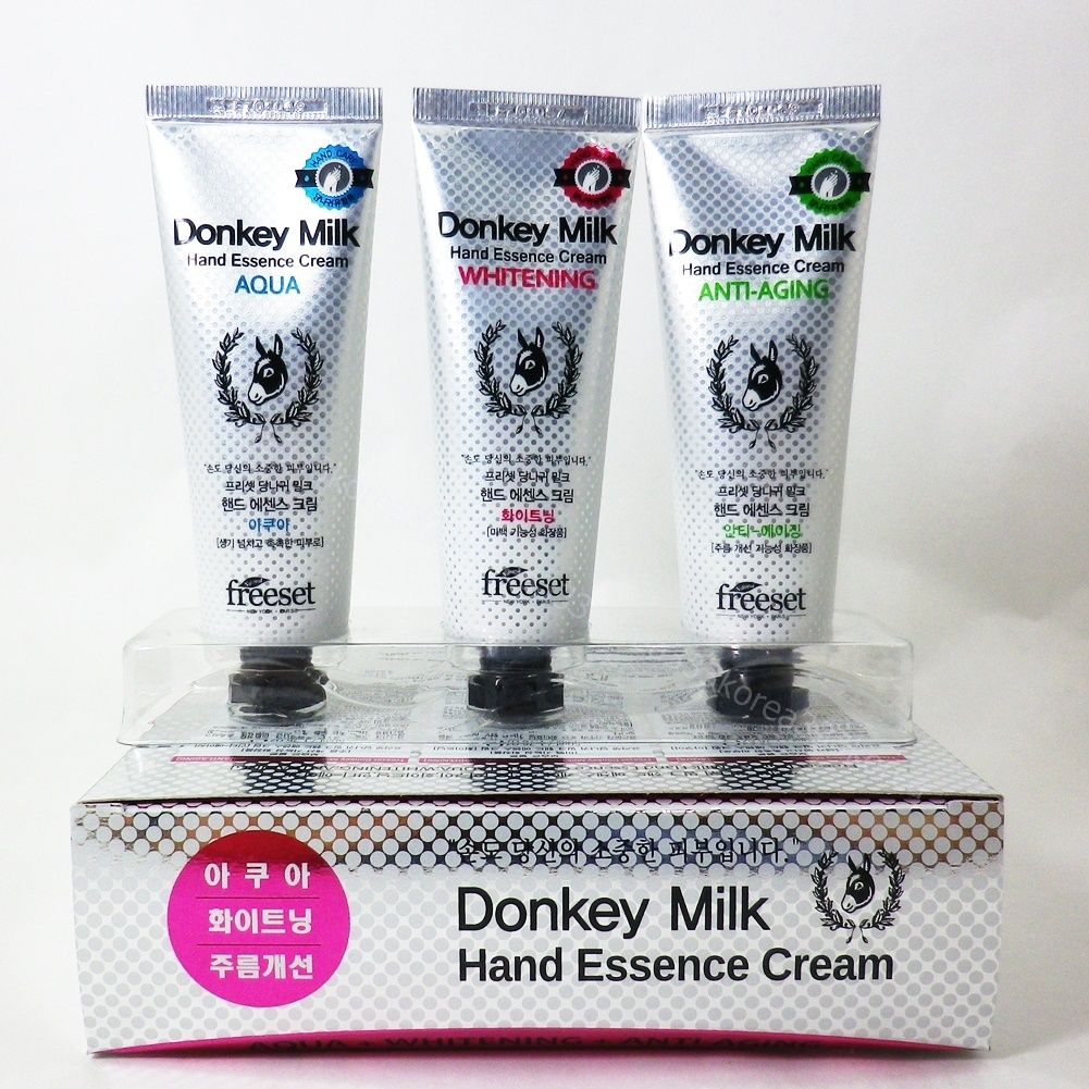Freeset Donkey Milk Hand Essence Cream Aqua+Whitening+Antiaging 50ml x